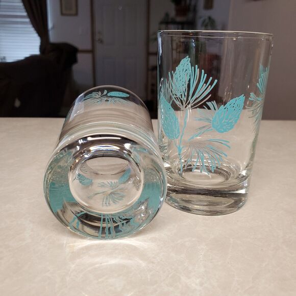 Marcrest Blue Spruce Pinecone Juice Glasses Set Of 2 - Picture 3 of 7